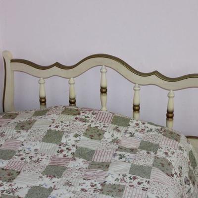 White and gold colored twin bed frame (there are two in the sale)