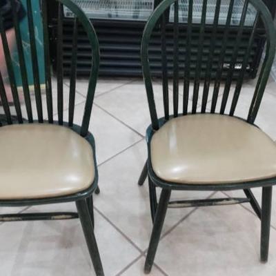 2 wood dining chairs w/ padded seat