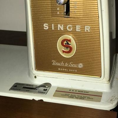 Vintage Singer ouch and sew with MCM sewing cabinet 
