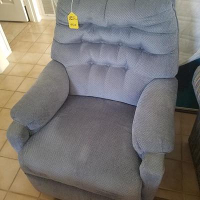 2 blue recliners