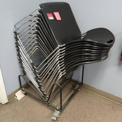 (25) Stackable Black And Chrome Chairs