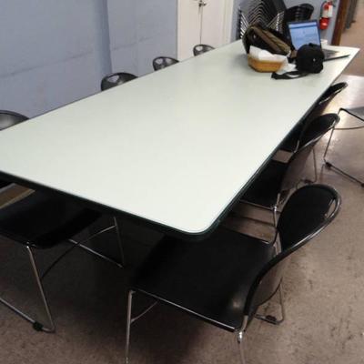 Cafeteria Style Table With Light Green Top And Rub ...