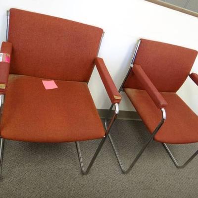 (2) Matching Chrome/Red Waiting Room Style Chairs
