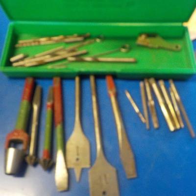 Box of drill bits, easy outs, wood bits and other ...