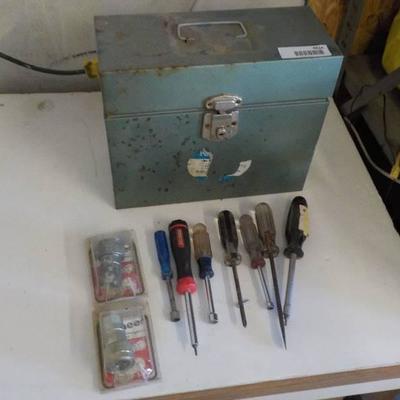 metal box, two pressure fittings, 7 screwdrivers