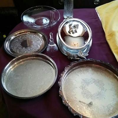 Crystal and Silverplate Serving Pieces