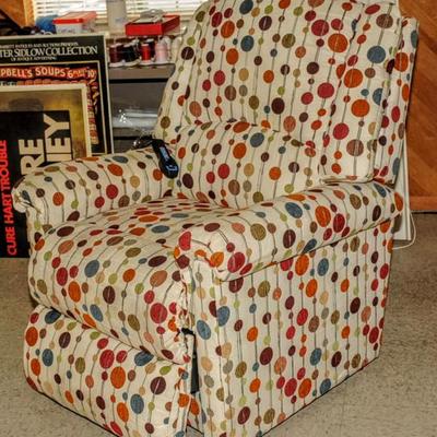 CRAZY ~ NEW LAZY BOY LIFT CHAIR WITH MID-CENTURY STYLE FABRIC .Â Â 