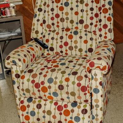 CRAZY ~ NEW LAZY BOY LIFT CHAIR WITH MID-CENTURY STYLE FABRIC .Â Â 
