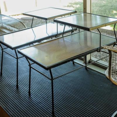 MODERNIST PAIR OF IRON END TABLESÂ 