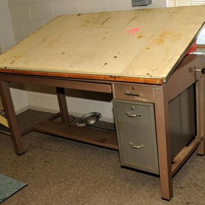 LARGE DRAFTING TABLE WITH STORAGE