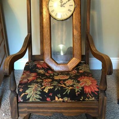 Vintage Rocking Chair and Clock 