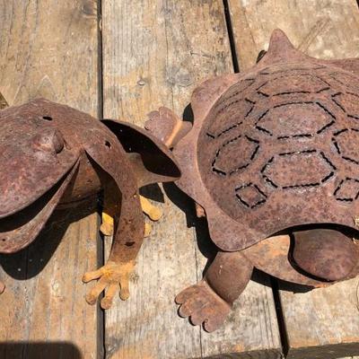Rustic Frog and Turtle Yard Art