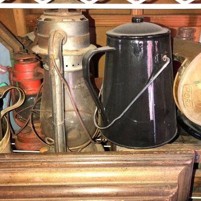 Vintage Lantern and Coffee Pot