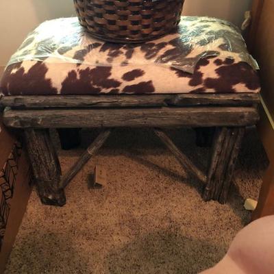 Rustic Stool with animal print Seat