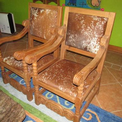 Carved cowhide chairs