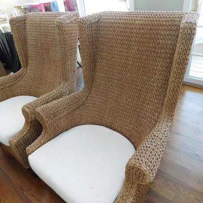 Rattan Wing Back Chairs 