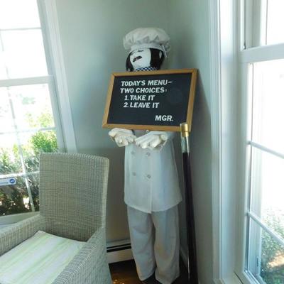 Life-size chef with menu