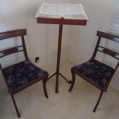 Vintage chairs and book / music stand