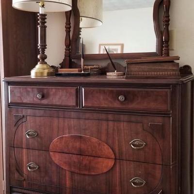 Matching amazing antique dresser with mirror 