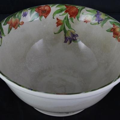 Harker Hot Oven Chinaware  â€œTulipsâ€ Large Mixing Bowl