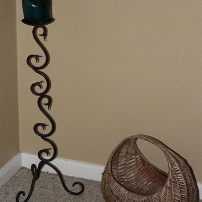 Black Wrought Iron Scroll Design Candle Stand (27â€H)