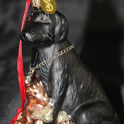 San Francisco Music Box Company Black Lab Discontinued Glass Ornament 