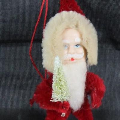 Vintage Chenille Santa with Tree