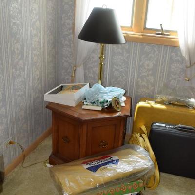 Side Table, Luggage, Lamp
