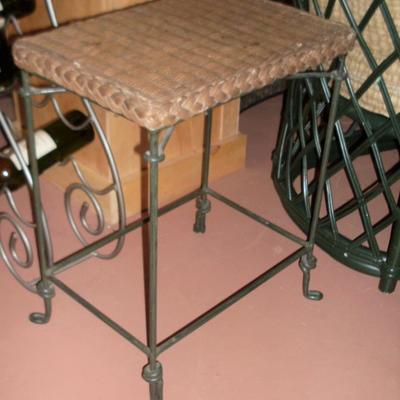 WICKER AND METAL TABLE