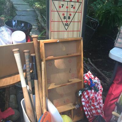 Vintage Games, sporting goods and picnic supplies.
