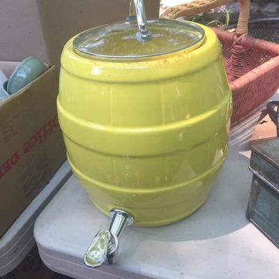 Vintage ceramic yellow drink dispenser.
