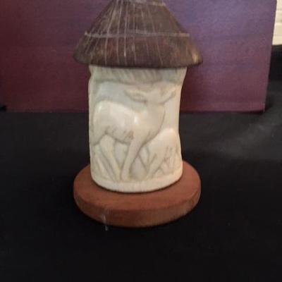 Vintage horn carving container.