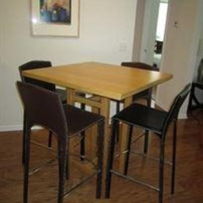 Table and four bar stools