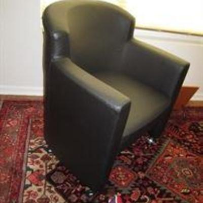 Leather barrel back chair