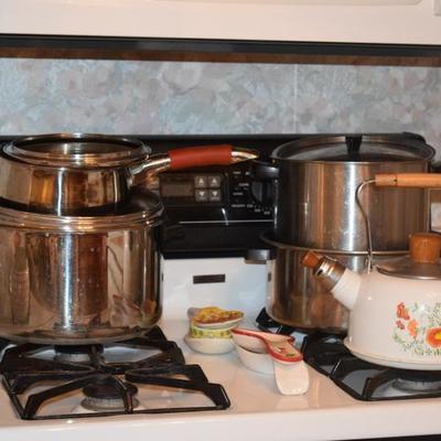 Pots and pans, spoon rests, teapot