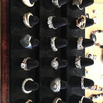 Many 925 Sterling silver rings.