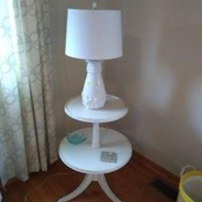 Two tier table and lamp