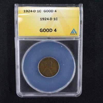 Rare 1924-D Good 4 Grade Wheat Penny