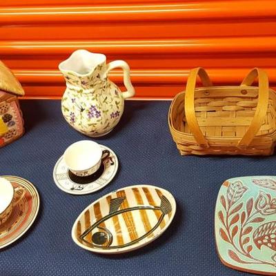 PCT015 Vintage Arts & Crafts Porcelain, Basket & More
