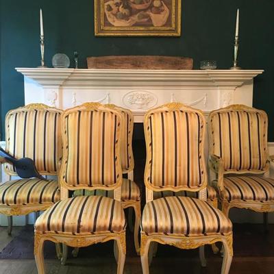 Italian Dining Chairs with Painted Frame, Set of Six
