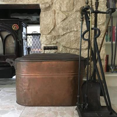Copper Boiler, Fireplace Tools 