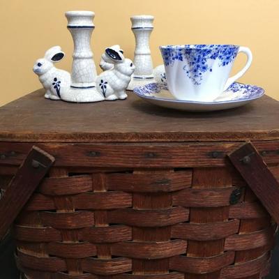 Basket, Dedham Pottery, Shelley Tea Cup 