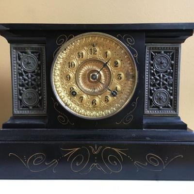 Black Marble Mantle Clock 