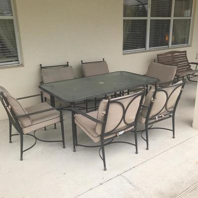 Outdoor Table with 8 Matching Chairs (2 chairs not pictured)