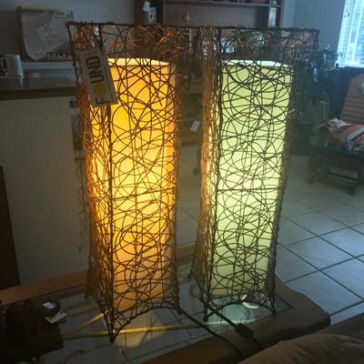 Pair of Modern Wicker Table Lamps