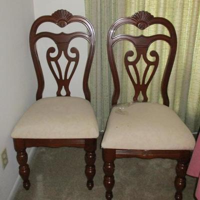 Set of 6 dining chairs with white upholstery