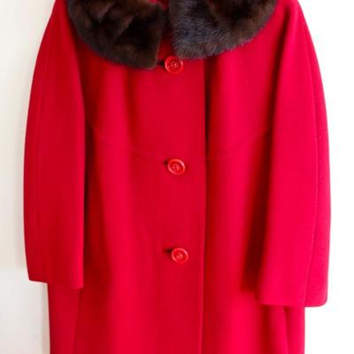 vintage wool coat with mink collar