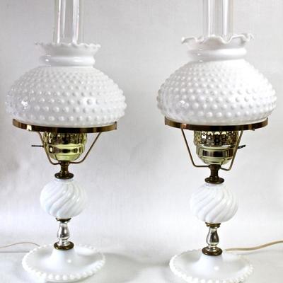 pair of hobnail lamps