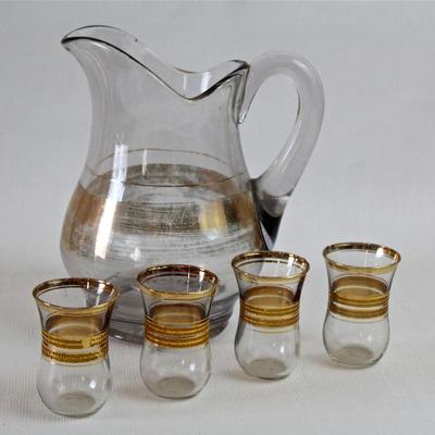 glassware with gold decoration