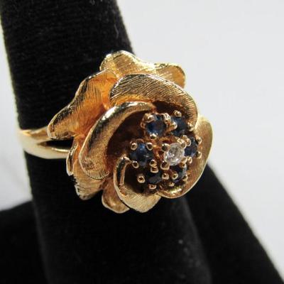 14kt Gold Diamond & Sapphire Ring